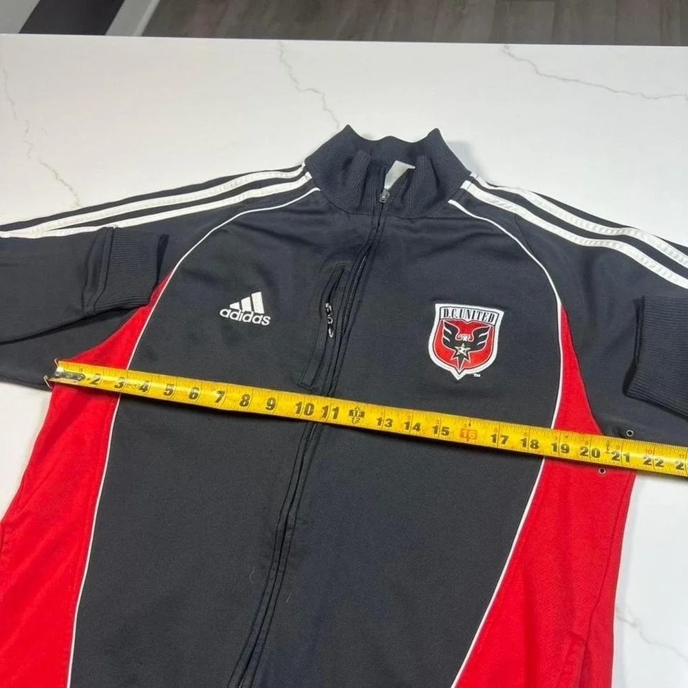 Adidas Track Jacket Mens Large DC United MLS Soccer Black Red Full Zip